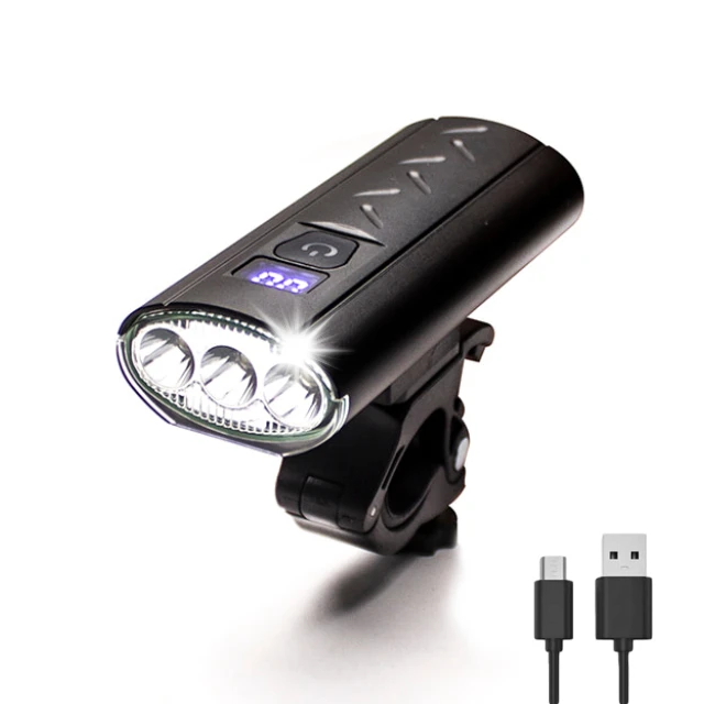 Ultra Bright 900 Lumen 3 LED Bicycle LED Light with Power Display IPX5 Waterproof Bike Light, Black 
Ultra Bright 900 Lumen 3 LED Bicycle LED Light with Power Display IPX5 Waterproof Bike Light, Black