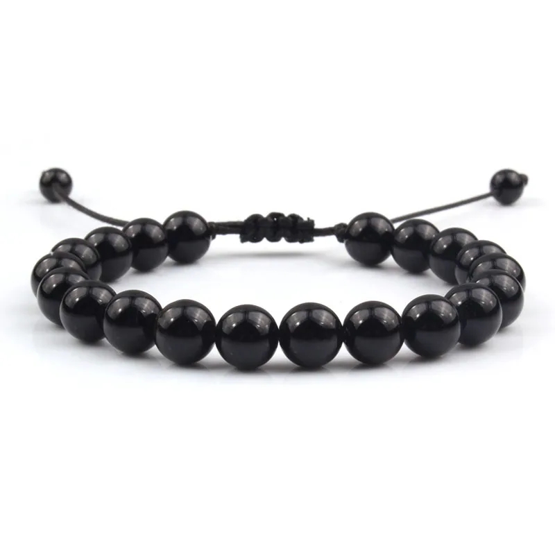 8mm Natural Stone Gemstone Black Onyx Bracelet Yoga Braided Rope Bracelet, Colorful
8mm Natural Stone Gemstone Black Onyx Bracelet Yoga Braided Rope Bracelet, Colorful