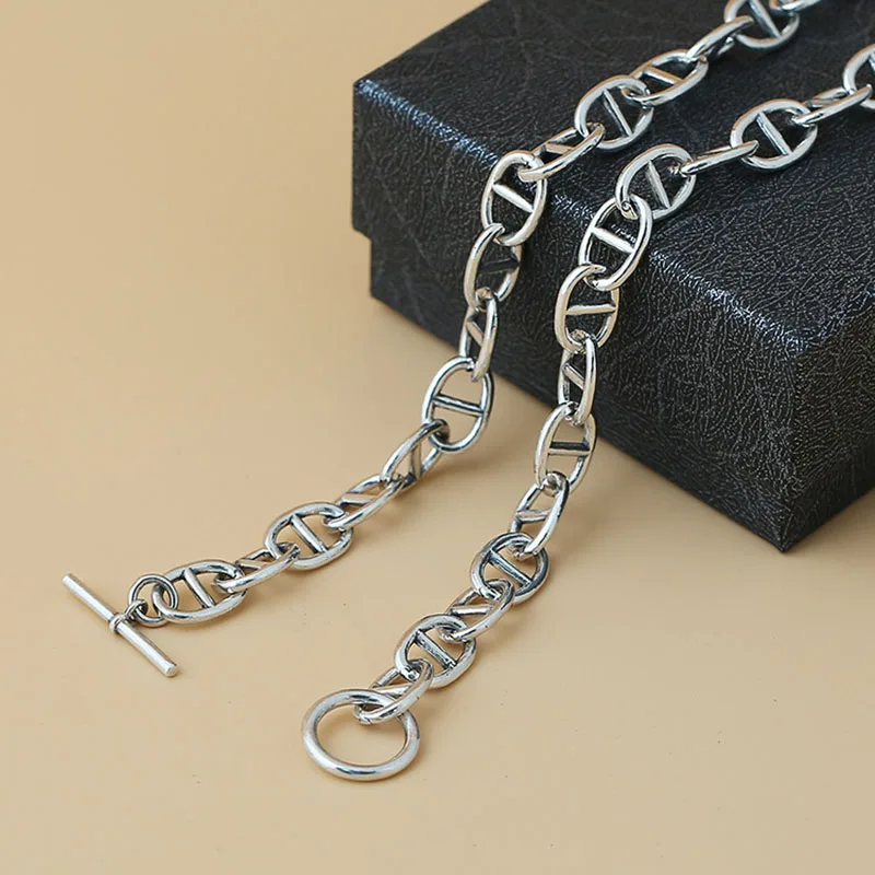 

Necklace 925 Sterling Silver for Me and Women Couple Necklace Simple Fashion One Word Chain Fashion Show Jewelry