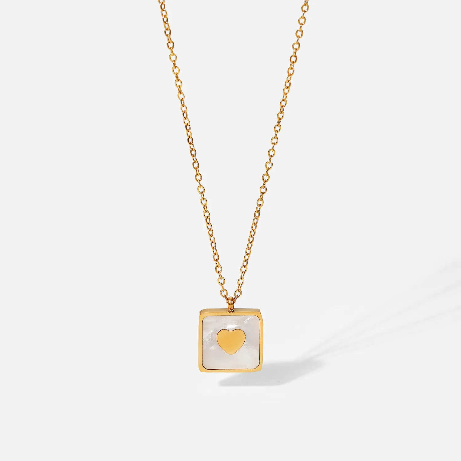 Dropshipping Summer Jewelry Stainless Steel White Shell Necklace Women 18K Gold Plated Heart Square Pendant Necklace for Girls
Dropshipping Summer Jewelry Stainless Steel White Shell Necklace Women 18K Gold Plated Heart Square Pendant Necklace for Girls