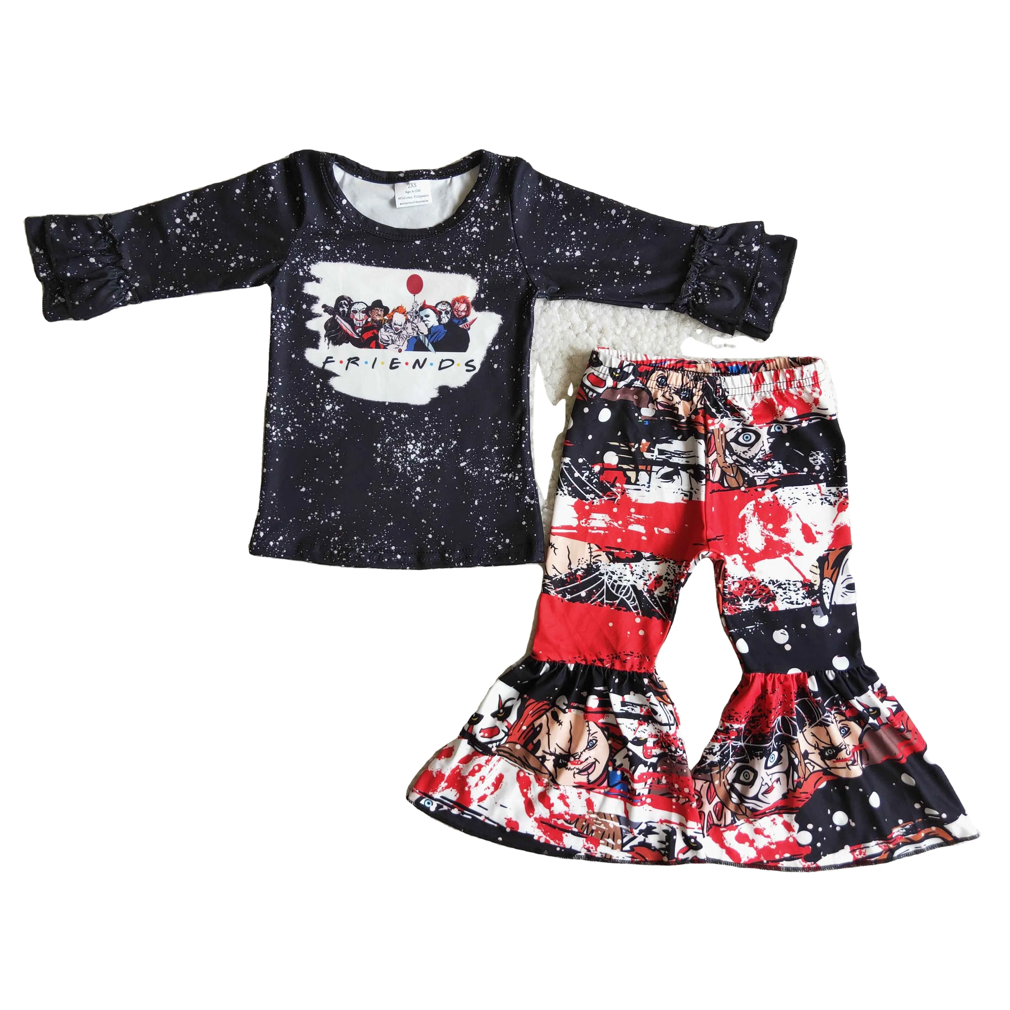 Halloween Fashion Infant Little Girl Horror Flare Sleeves Tops Patchwork Bell Bottom Baby Outfit Wholesale Boutique Kid Clothes, Picture
Halloween Fashion Infant Little Girl Horror Flare Sleeves Tops Patchwork Bell Bottom Baby Outfit Wholesale Boutique Kid Clothes, Picture