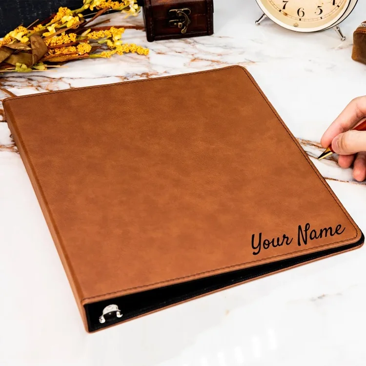 Office Supply Business Gift Wedding Planner Waterproof Laser Engraved Leatherette Binder Cover Personalized Custom 3 Ring Binder
Office Supply Business Gift Wedding Planner Waterproof Laser Engraved Leatherette Binder Cover Personalized Custom 3 Ring Binder