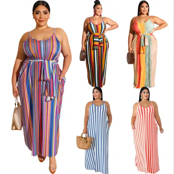 2021 Kuwulang 5XL 4XL Large Size Summer Beach Long Dress Color Striped Dresses Plus Size 3XL Women Clothing Belt Vestidos
2021 Kuwulang 5XL 4XL Large Size Summer Beach Long Dress Color Striped Dresses Plus Size 3XL Women Clothing Belt Vestidos