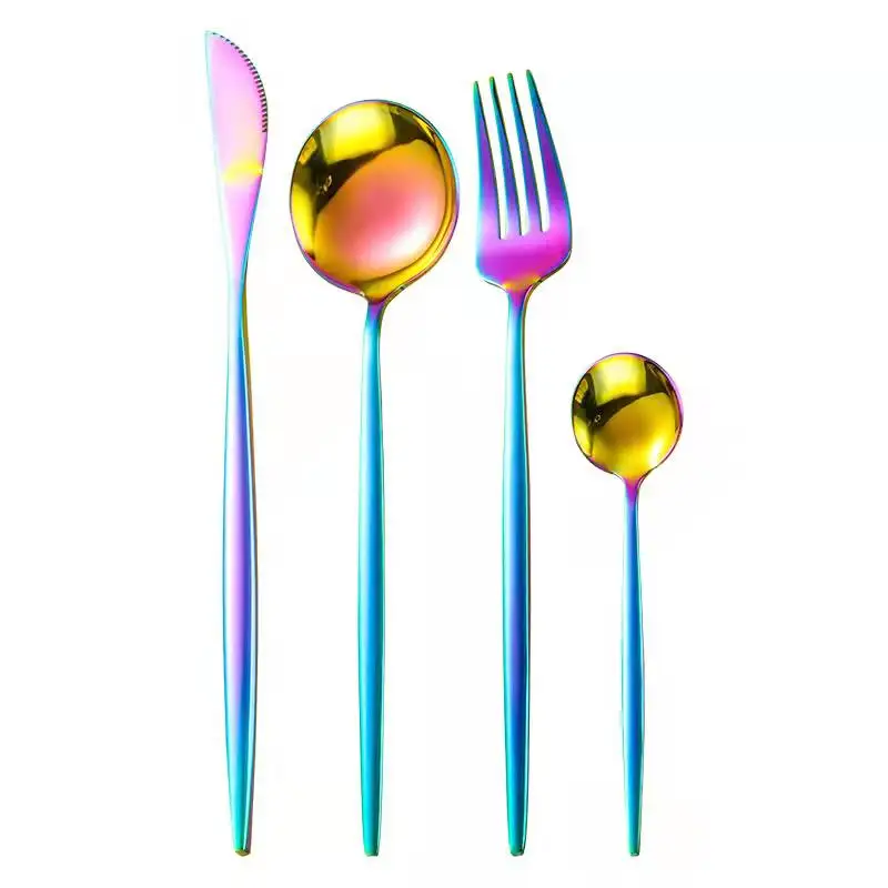 Amazon hot sale Colorful 4pcs Tableware Set Metal Stainless Steel Rainbow Plated Cutlery, Silver, gold, black, rainbow,rose gold,blue
Amazon hot sale Colorful 4pcs Tableware Set Metal Stainless Steel Rainbow Plated Cutlery, Silver, gold, black, rainbow,rose gold,blue