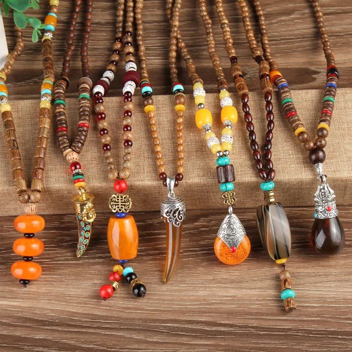 Chinese-Style Buddhist Necklace for Women Men Natural Stone and Nepal Wood Beads Long Plated Steel Chain Ethnic Horn Pendant
Chinese-Style Buddhist Necklace for Women Men Natural Stone and Nepal Wood Beads Long Plated Steel Chain Ethnic Horn Pendant