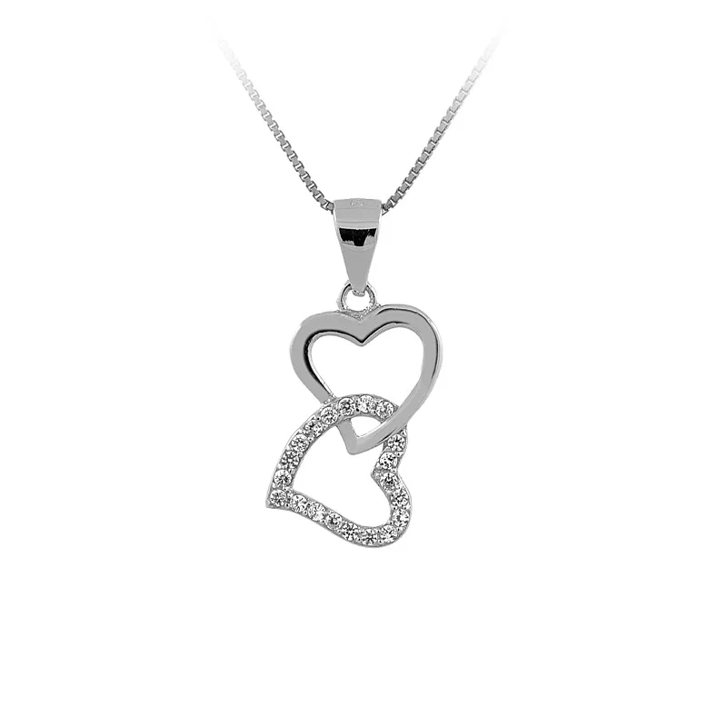 925 Silver Pendant Micro Paved Clear Zircon 925 Sterling Silver Charms Double Heart Pendant
925 Silver Pendant Micro Paved Clear Zircon 925 Sterling Silver Charms Double Heart Pendant