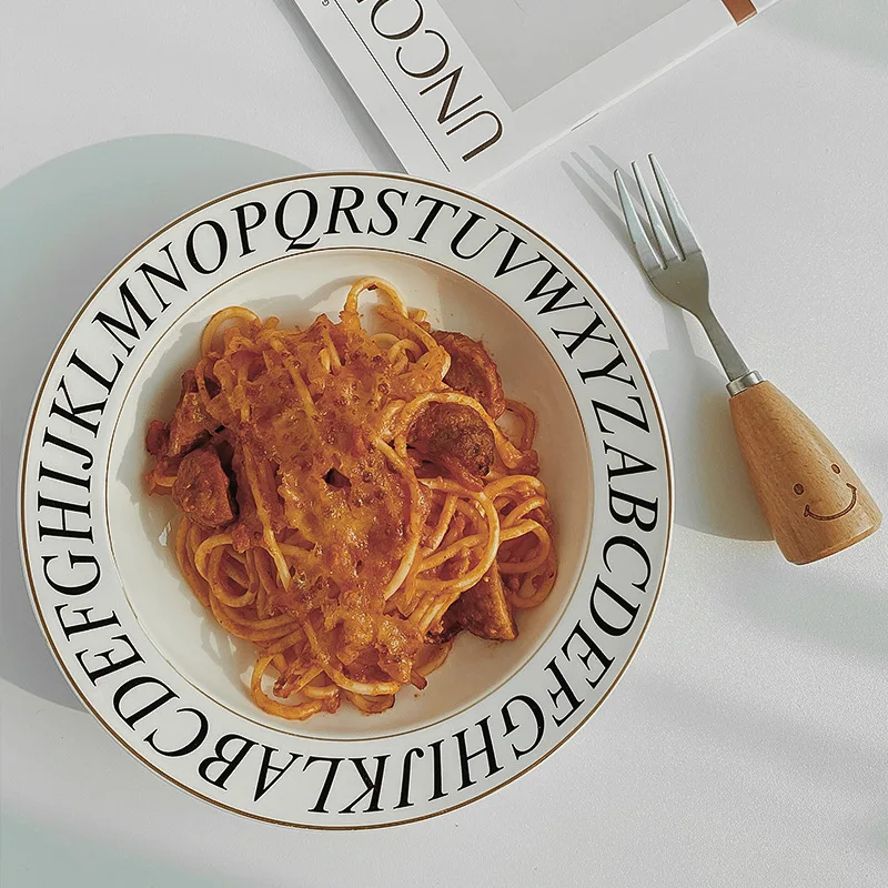 Japanese and Korean Ins English Letters Gold Ceramic Plate Thick Soup Plate Italian Pasta Dish Dish
Japanese and Korean Ins English Letters Gold Ceramic Plate Thick Soup Plate Italian Pasta Dish Dish