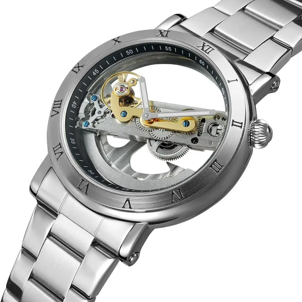 Automatic Mechanical Watches Clasp Magnet Bracelet Transparent Case Back Glance Skeleton Mens Watch, 6 color
Automatic Mechanical Watches Clasp Magnet Bracelet Transparent Case Back Glance Skeleton Mens Watch, 6 color