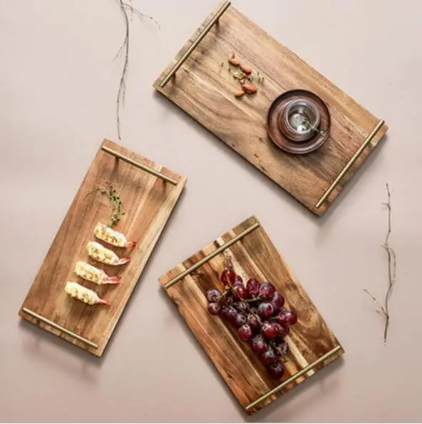 Nordic wooden tray creative living room household rectangular acacia Wooden Serving Tray with stainless steel handle, Natural
Nordic wooden tray creative living room household rectangular acacia Wooden Serving Tray with stainless steel handle, Natural