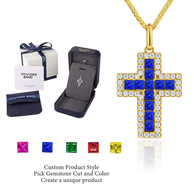 Founder Band Hand Made Necklace 925 Sterling Silver Moissanite Cross Necklace Sapphire Necklaces For Women
Founder Band Hand Made Necklace 925 Sterling Silver Moissanite Cross Necklace Sapphire Necklaces For Women