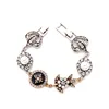 sl00651 Wholesale Black Enamel Pearl Crystal Retro Silver Plated Handmade Charm Jewelry Custom Women Bangle Bracelets
