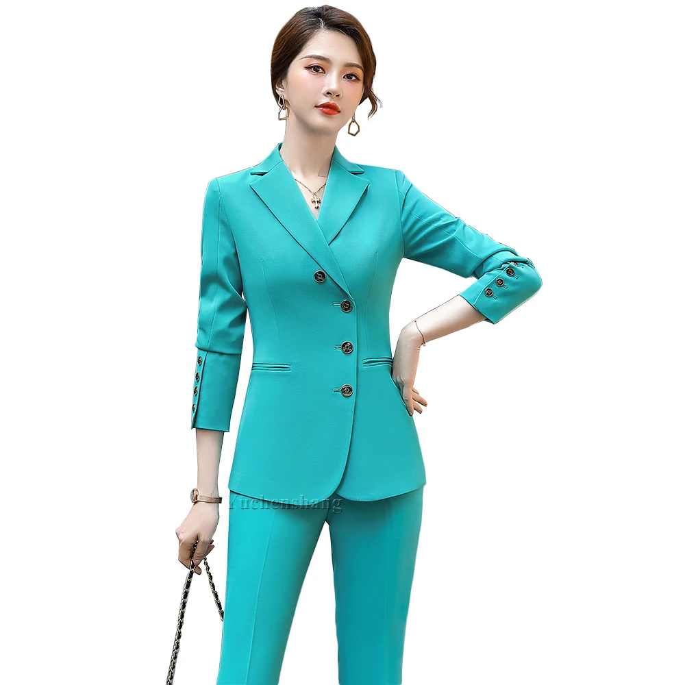 Fashion Single Breasted Ladies Business Pant Suit Black Blue Formal 2 Piece Coat Blazer Set Jackets and Wide Leg Trousers Women, Blue;black
Fashion Single Breasted Ladies Business Pant Suit Black Blue Formal 2 Piece Coat Blazer Set Jackets and Wide Leg Trousers Women, Blue;black