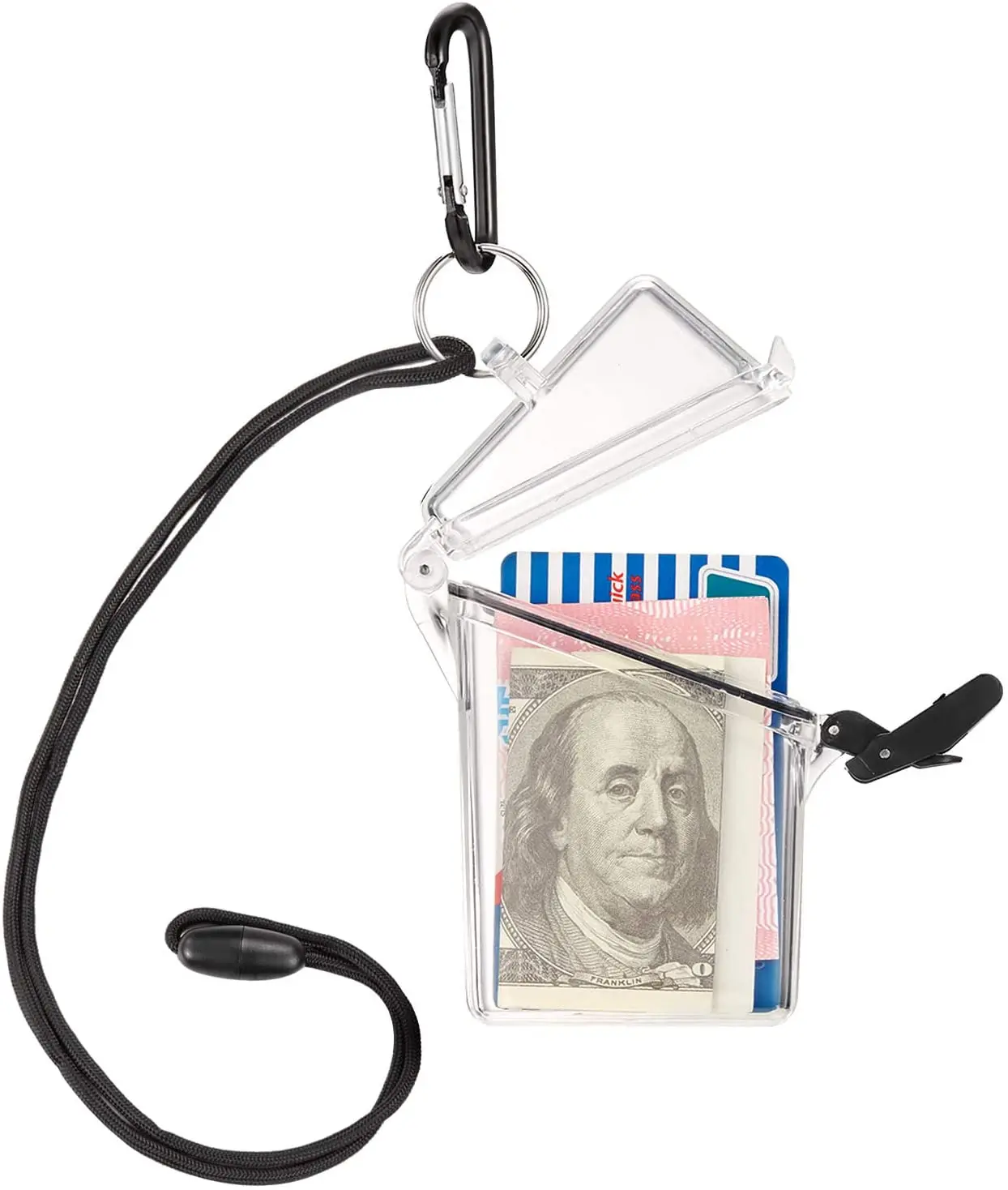 Heavy Duty Waterproof Plastic Badge Card Holder with Lanyard for Cards, Coin and Money With Lock Dry Box, Transparent
Heavy Duty Waterproof Plastic Badge Card Holder with Lanyard for Cards, Coin and Money With Lock Dry Box, Transparent