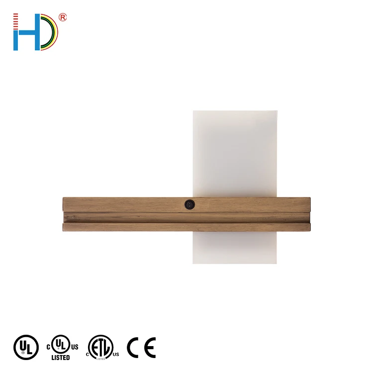 Industrial Wood White Frosted Acrylic Shade LED Panel Lighting Wall Light