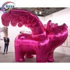 Customized animal cartoon type inflatable bright pink flying pig advertising for display