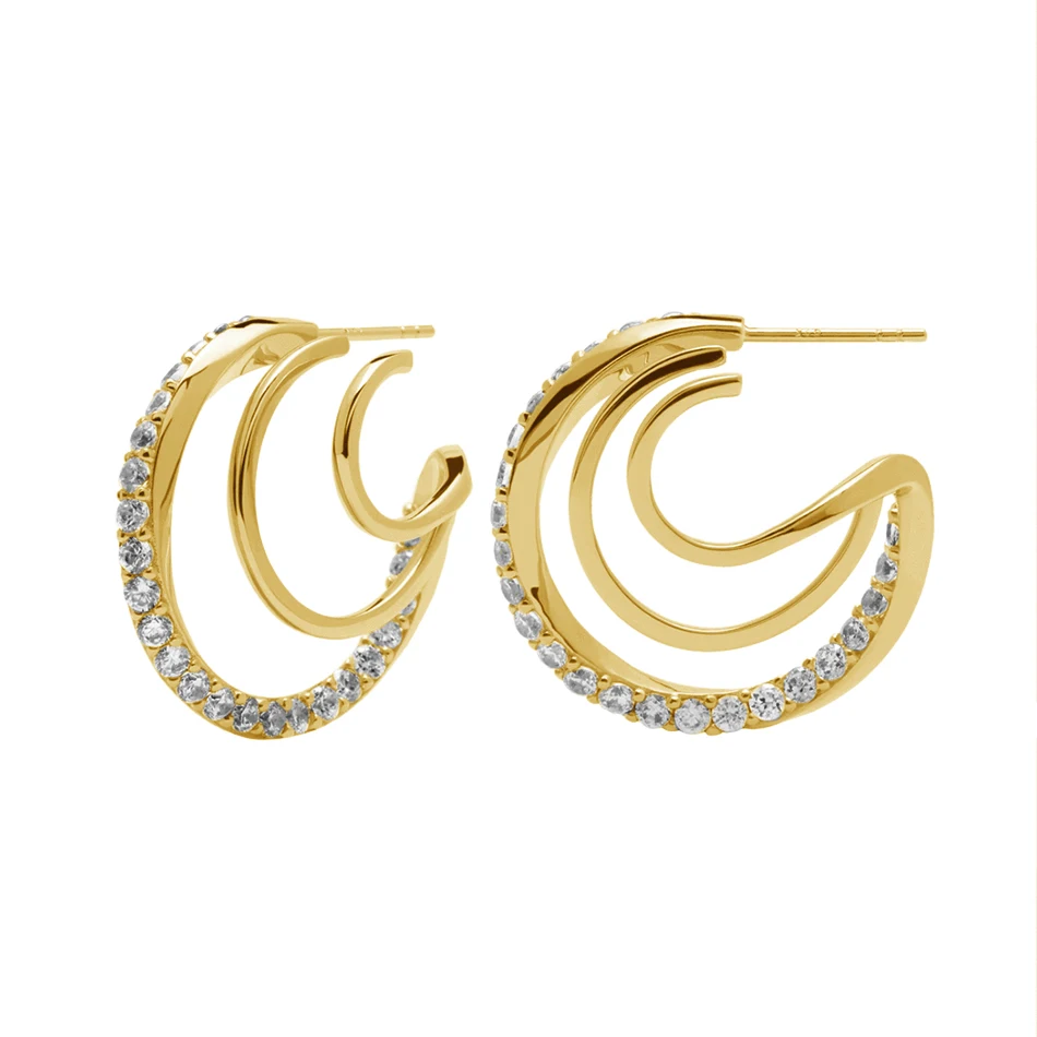 Fashion Women Jewelry 925 Sterling Silver 18K Gold Plated zircon earrings Mini Triple Half Cut Post Hoop Earrings
Fashion Women Jewelry 925 Sterling Silver 18K Gold Plated zircon earrings Mini Triple Half Cut Post Hoop Earrings