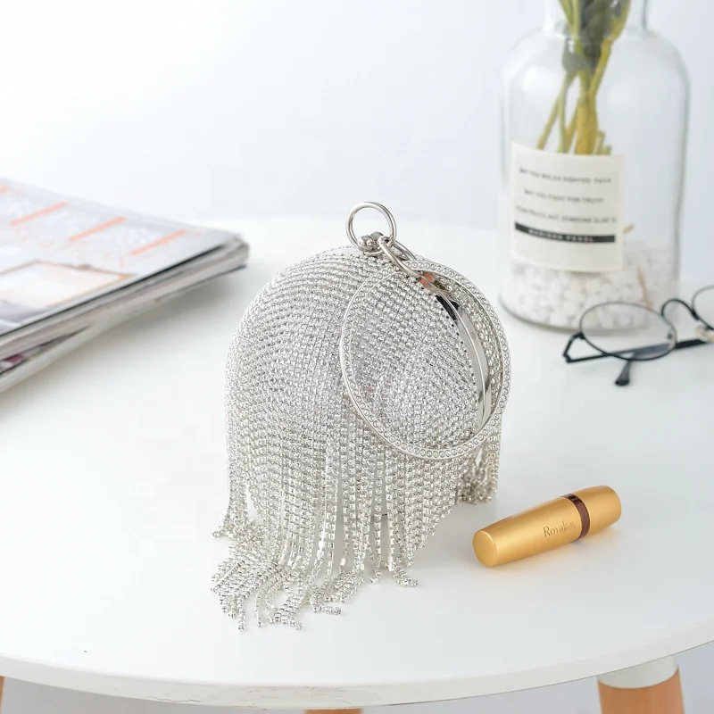 Hot Selling Rhinestone Ball Chain Banquet Bag Luxury Bling Tassel Evening Bag Crossbody Round Purse Dress Bag For Ladies, 3 colors
Hot Selling Rhinestone Ball Chain Banquet Bag Luxury Bling Tassel Evening Bag Crossbody Round Purse Dress Bag For Ladies, 3 colors