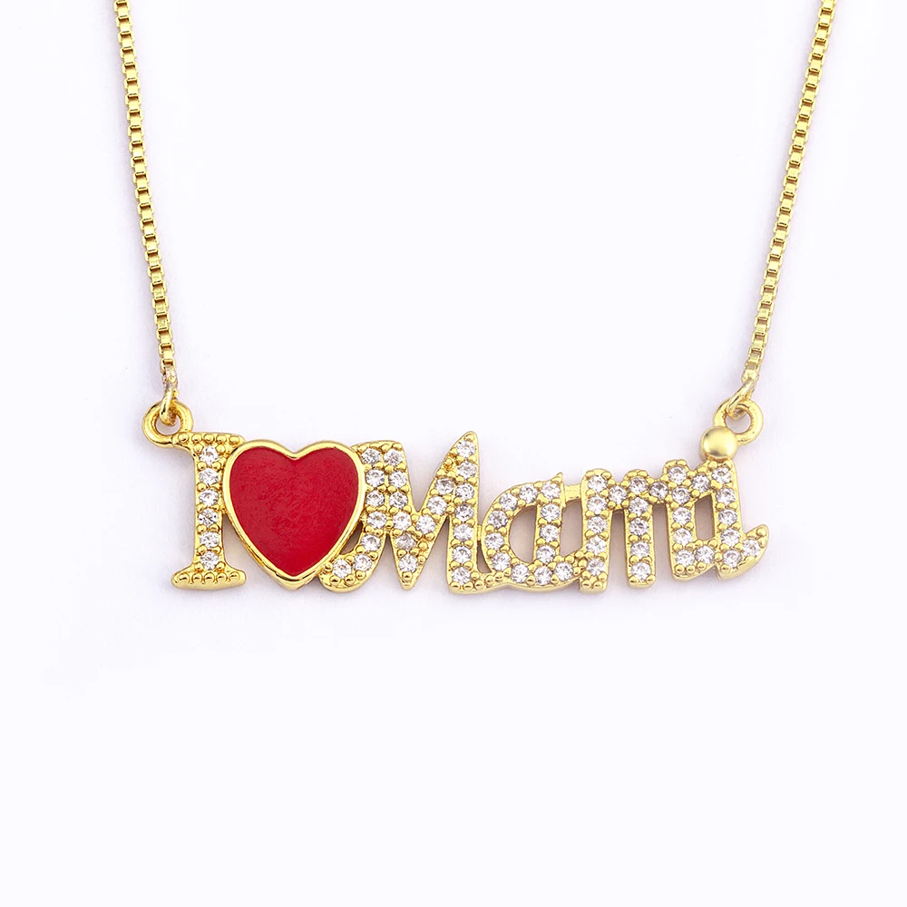 Mother's Day Jewelry Gift Fashion Micro Pave Crystal I Love Letter Mam Red Heart Pendant Necklace For Mom Wholesale, Gold
Mother's Day Jewelry Gift Fashion Micro Pave Crystal I Love Letter Mam Red Heart Pendant Necklace For Mom Wholesale, Gold