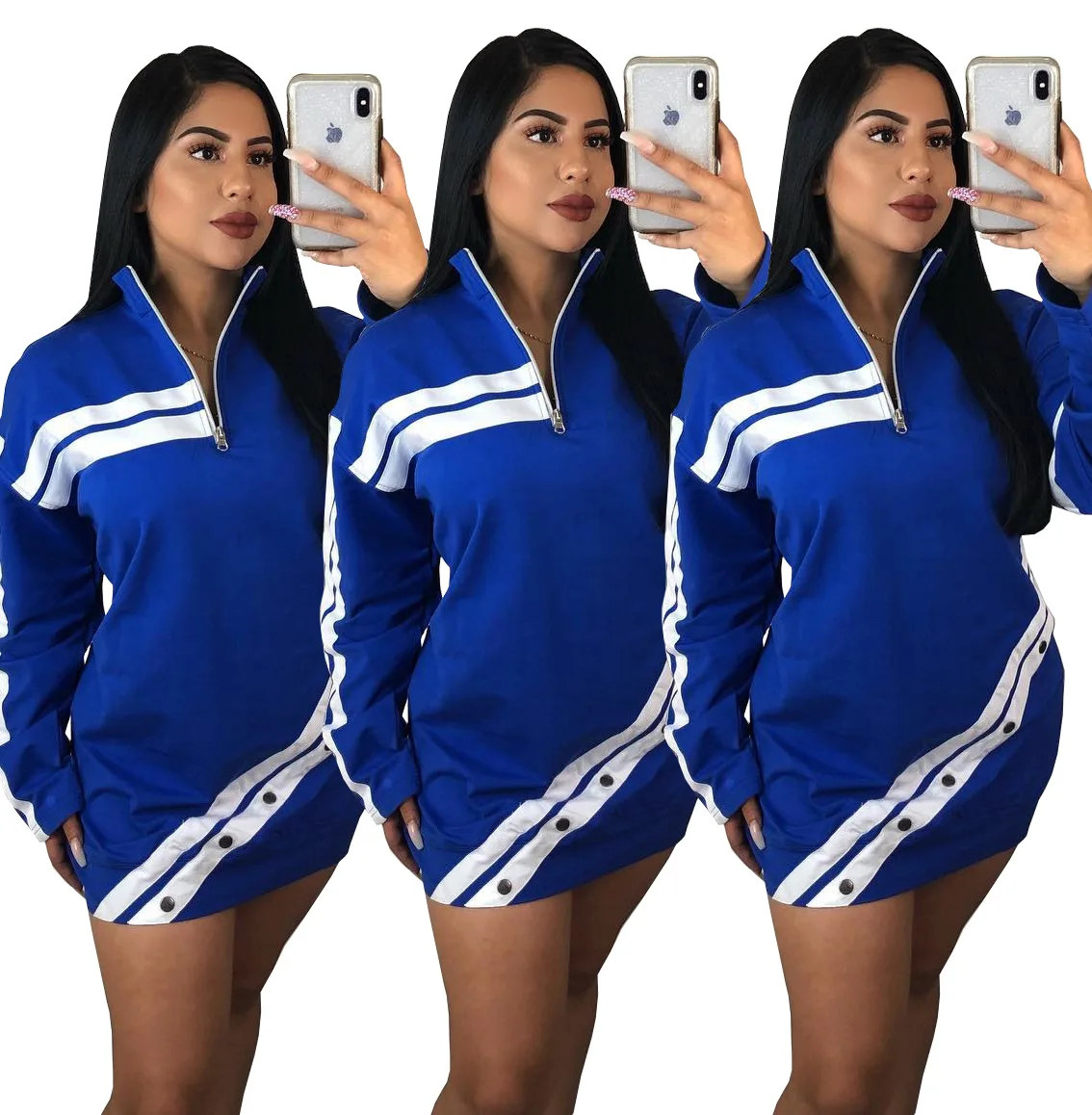 9S4U Wholesale Stand Collar Patchwork Zipper Up Ladies Long Sleeve Dress, Customized color
9S4U Wholesale Stand Collar Patchwork Zipper Up Ladies Long Sleeve Dress, Customized color