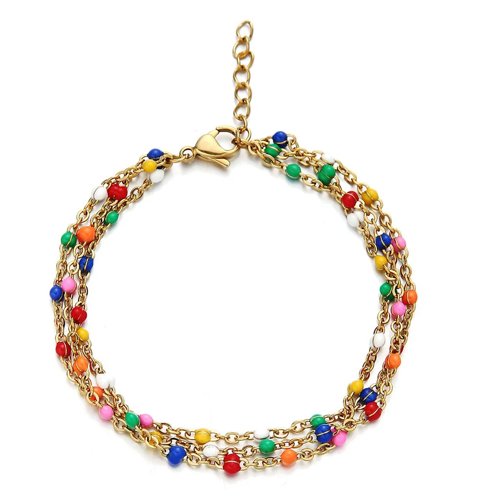 Bohemian Style Beach Multicolor Beads Chain Anklet No Fade Stainless Steel Multilayer Colorful Beads Chain Ankle Bracelet Anklet
Bohemian Style Beach Multicolor Beads Chain Anklet No Fade Stainless Steel Multilayer Colorful Beads Chain Ankle Bracelet Anklet