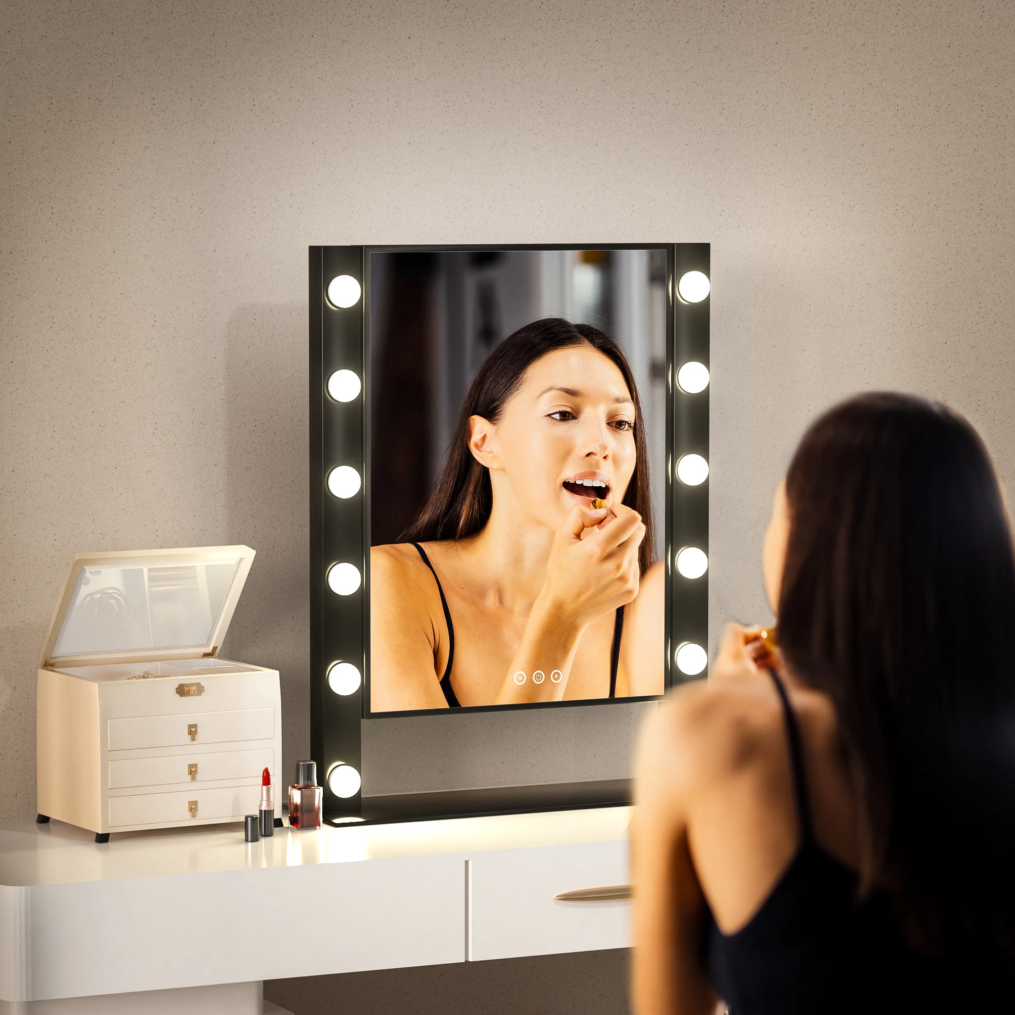 Led lighted table vanity makeup Hollywood Mirror With 12 Light Bulbs room mirror, White | black | silver | rose gold
Led lighted table vanity makeup Hollywood Mirror With 12 Light Bulbs room mirror, White | black | silver | rose gold