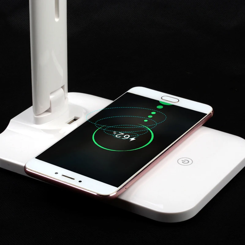 Foldable LED Desk Night Lamp 2 in 1 Quick Charge Wireless Charger 10W Fast Charging Station Table for Mobile Phone iPhone 11, White
Foldable LED Desk Night Lamp 2 in 1 Quick Charge Wireless Charger 10W Fast Charging Station Table for Mobile Phone iPhone 11, White