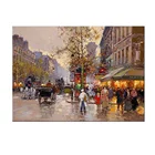 High Quality Impressionist Sunset Paris Street Scene Oil Painting on Canvas