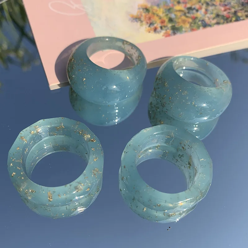 OUYE Fashion Semi-permeable Gold Foil Resin Ring Hand-made Personality Solid Color Acrylic Ring Female Jewelry Wholesale, Picture
OUYE Fashion Semi-permeable Gold Foil Resin Ring Hand-made Personality Solid Color Acrylic Ring Female Jewelry Wholesale, Picture