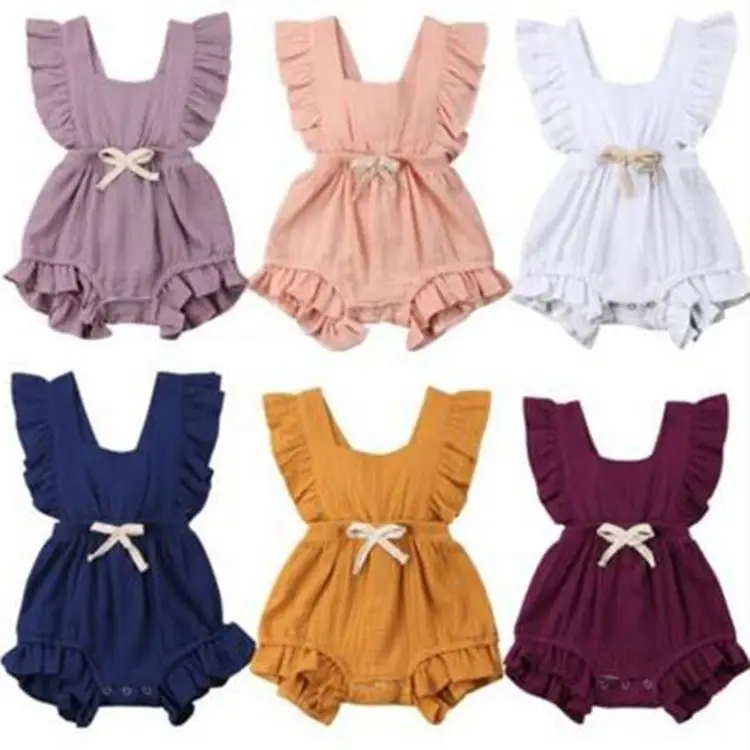 Factory sale Summer Newborn baby girl ruffle lace sleeve Backcross bow romper jumpsuit baby clothing
Factory sale Summer Newborn baby girl ruffle lace sleeve Backcross bow romper jumpsuit baby clothing