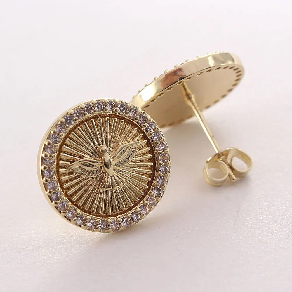 MHS.SUN Wholesale Gold Plated Women Round Stud Earrings With Holy Bird Fashion Cubic Zirconia Jewelry Eagle Earrings For Party
MHS.SUN Wholesale Gold Plated Women Round Stud Earrings With Holy Bird Fashion Cubic Zirconia Jewelry Eagle Earrings For Party