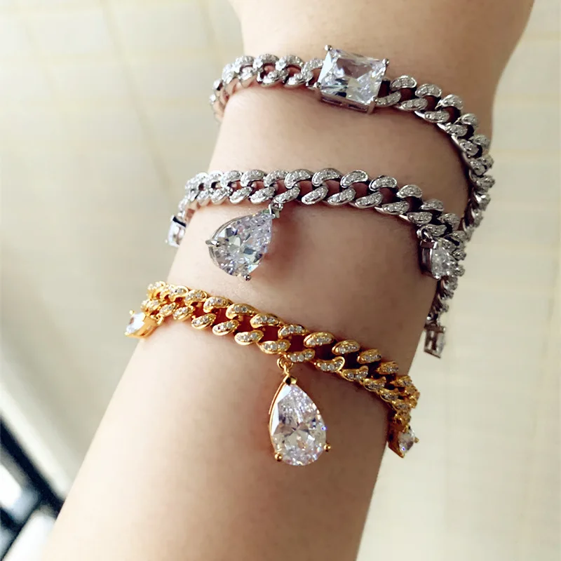 HongTong Punk Micro Inlaid Zircon Rhinestone Chain Bracelet Necklace Water Drop Crystal 18K Gold Plated Jewelry, Picture
HongTong Punk Micro Inlaid Zircon Rhinestone Chain Bracelet Necklace Water Drop Crystal 18K Gold Plated Jewelry, Picture