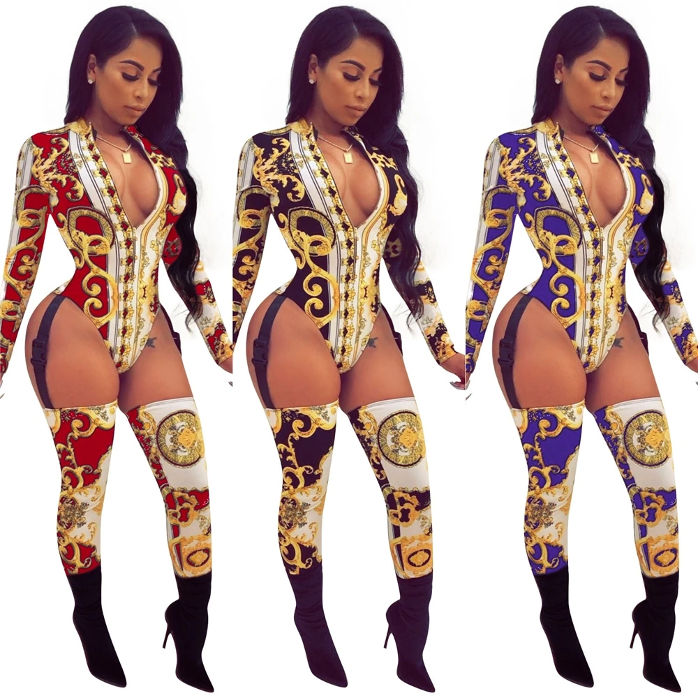 2021 New Fashion Plus Size Women's Baroque Print Zip Up Long Sleeve Bodysuit Jumpsuits
2021 New Fashion Plus Size Women's Baroque Print Zip Up Long Sleeve Bodysuit Jumpsuits