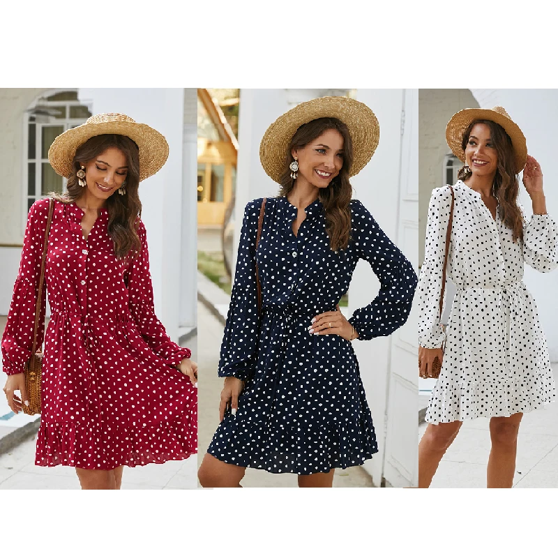 Women Elegant Summer Casual Dresses OEM Girls Dress Polka Dots Bohemian Dress, Multi
Women Elegant Summer Casual Dresses OEM Girls Dress Polka Dots Bohemian Dress, Multi