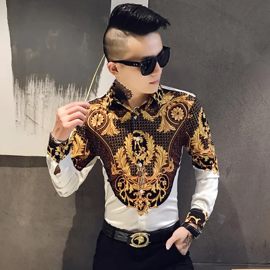 Printed Shirt Royal Men's Tuxedo Fashion Men's Club Clothing Long-Sleeved Slim Street Dress Shirt Homme, Picture shown
Printed Shirt Royal Men's Tuxedo Fashion Men's Club Clothing Long-Sleeved Slim Street Dress Shirt Homme, Picture shown