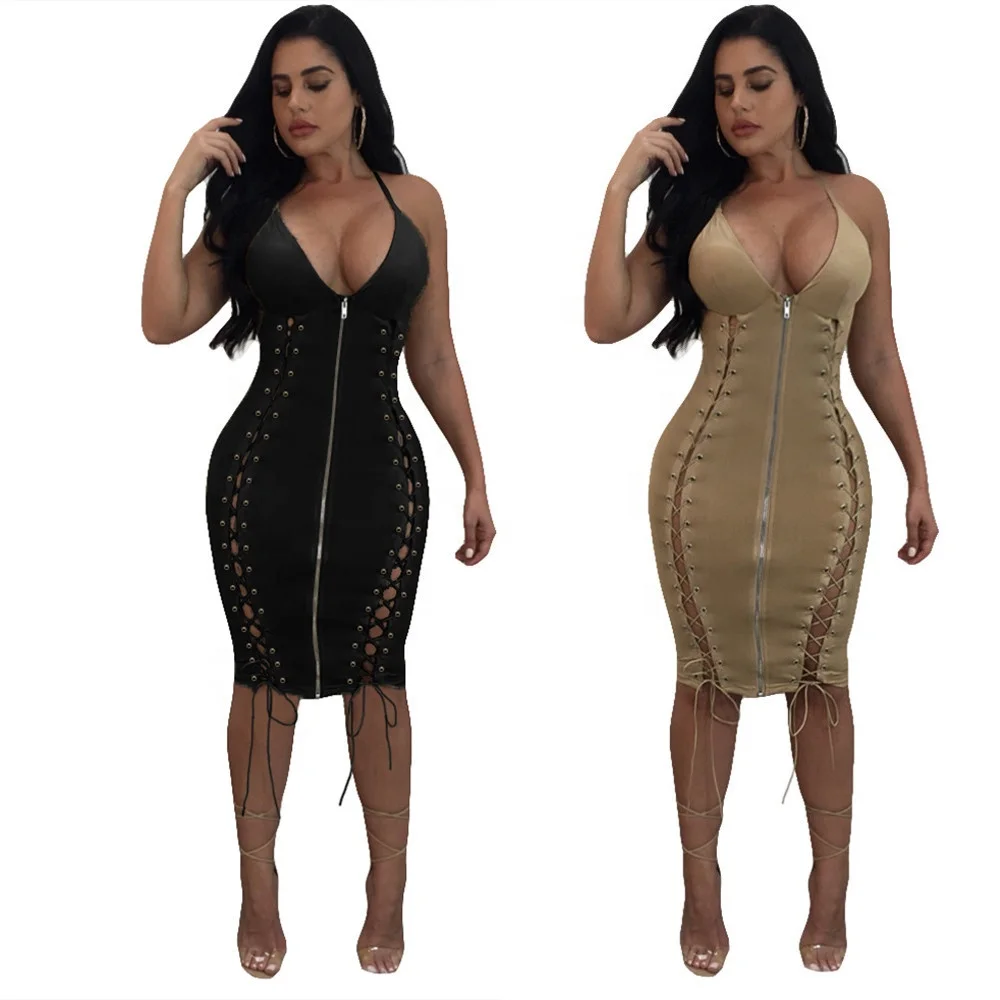 High Quality Cheapest Fall Sleeveless Sexy Strappy Double-sided Eyelet Straps Slim Leather Dress Ball gowns for women, Shown
High Quality Cheapest Fall Sleeveless Sexy Strappy Double-sided Eyelet Straps Slim Leather Dress Ball gowns for women, Shown