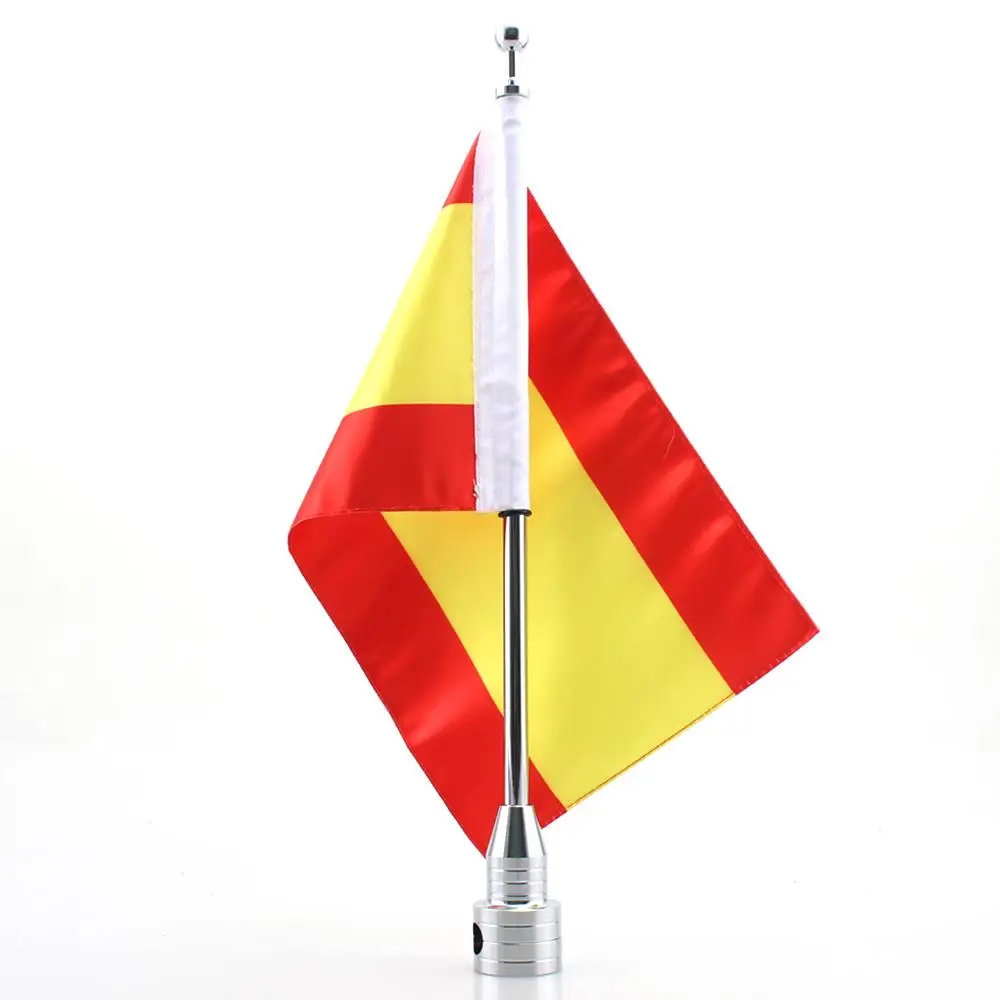 Chrome Motorcycle Rear Side Mount Flag Pole Spanish Flag Fit For Harley Luggage Rack