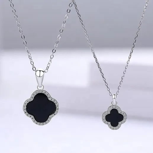 Two Different Size 925 Sterling Silver Jewelry Women Clover Black Agate Necklace For Women
Two Different Size 925 Sterling Silver Jewelry Women Clover Black Agate Necklace For Women