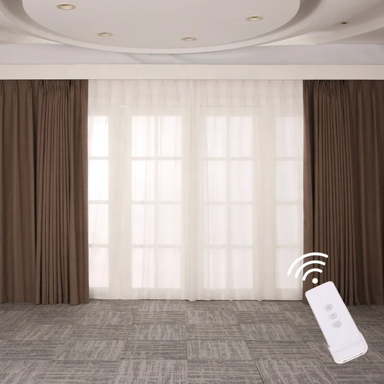 intelligent texture semi-transparent sheer curtain zigbee smart electric motorized curtain - Famidy.com