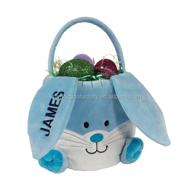 pink easter bunny embroidered personalized easter bunny basket