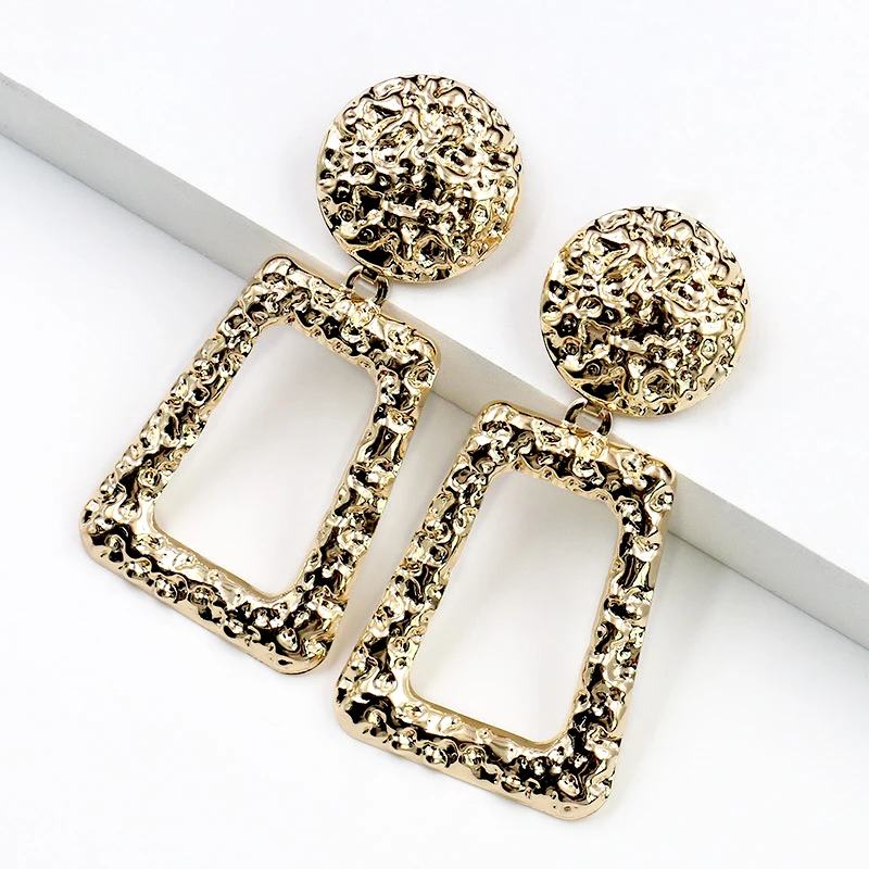 Fashion Punk Retro Style Gold Silver Black Plated Exaggerated Big Hammered Geometric Shape Pendant Women Earring Jewelry, As photo
Fashion Punk Retro Style Gold Silver Black Plated Exaggerated Big Hammered Geometric Shape Pendant Women Earring Jewelry, As photo