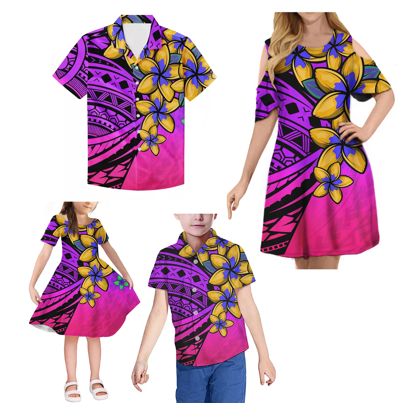 4-piece Parent-child set Children's shirts Polynesian Tribal print girls dress custom Casual Family Sets Casual women dresses, Customized color
4-piece Parent-child set Children's shirts Polynesian Tribal print girls dress custom Casual Family Sets Casual women dresses, Customized color