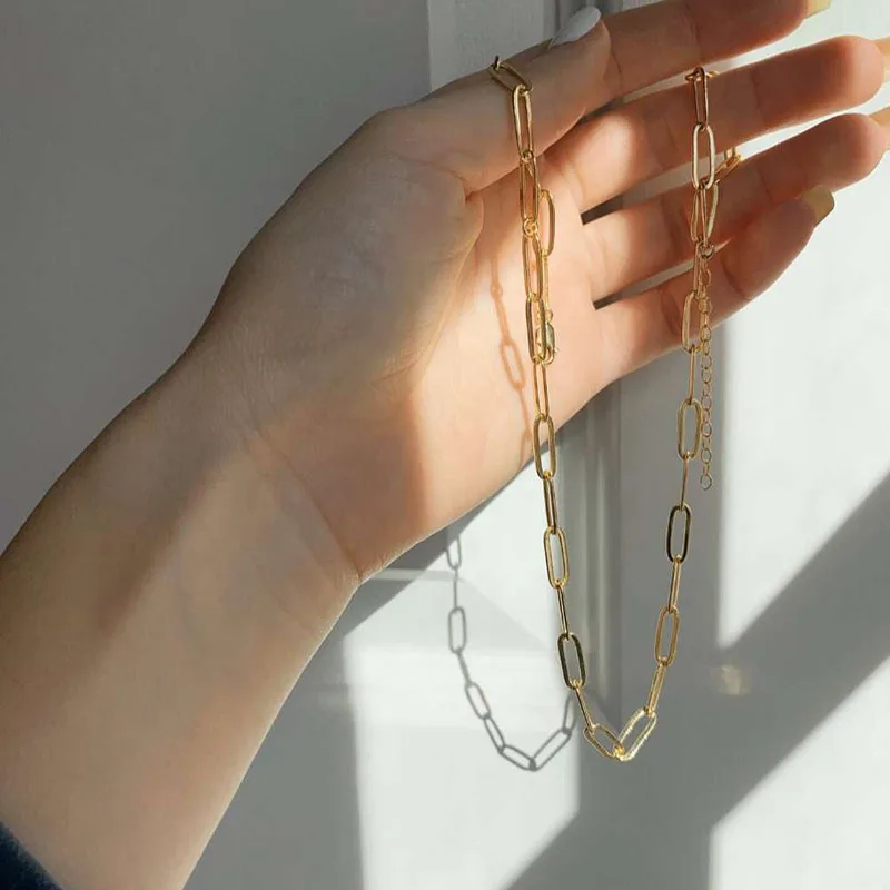 Plated Simple Paper Clip Chain Choker Necklace Jewelry Wholesale Gold Stainless Steel Necklaces Trendy Women's Geometric
Plated Simple Paper Clip Chain Choker Necklace Jewelry Wholesale Gold Stainless Steel Necklaces Trendy Women's Geometric