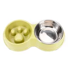 Wholesale Bone Shaped Stainless Steel Metal Feeder Double Cat Pet Dog Bowl