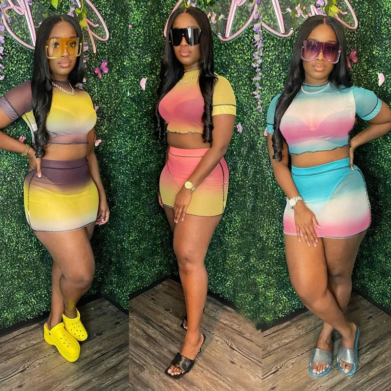 New European and American sexy women's clothing Gradient color suit Mesh see-through skirt pants summer new style, Customized color
New European and American sexy women's clothing Gradient color suit Mesh see-through skirt pants summer new style, Customized color