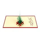Greeting Card Card Pop Up Greeting Card Merry Christmas Tree Rainder Handmade 3D Pop Up Greeting Thank You Card