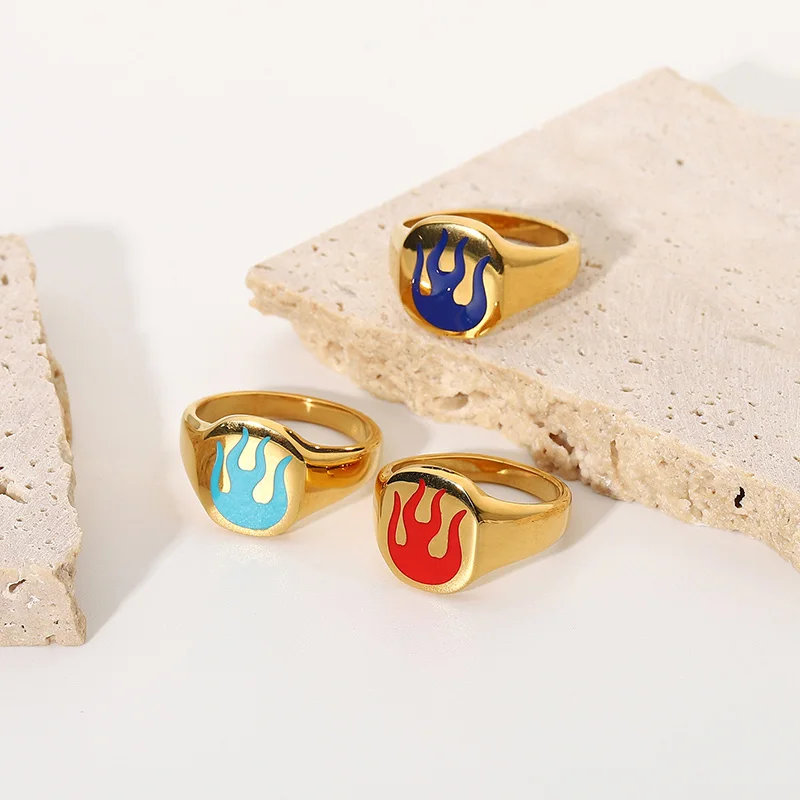 Stainless Steel Ring Women Jewelry 18K Gold Plated Red Blue Flame Finger Ring for Party Gifts, Gold color or customized color
Stainless Steel Ring Women Jewelry 18K Gold Plated Red Blue Flame Finger Ring for Party Gifts, Gold color or customized color
