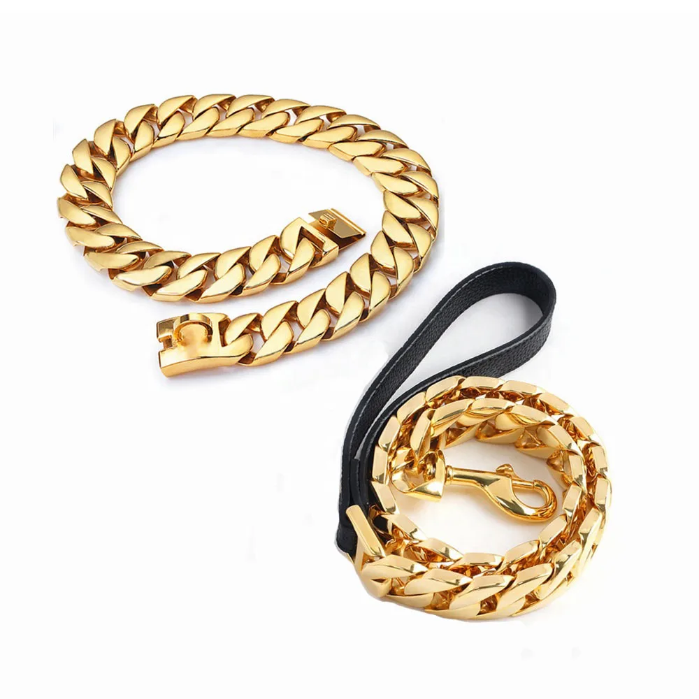 Hot Wholesale Dog Leads Custom Logo Heavy Duty Stainless Steel Cuban Link Chain Leather Luxury Big Dog Leash
Hot Wholesale Dog Leads Custom Logo Heavy Duty Stainless Steel Cuban Link Chain Leather Luxury Big Dog Leash
