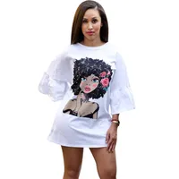 2019 Summer new long casual dress Puff sleeve fashion loose cartoon t shirt dress with white and yellow women clothing
2019 Summer new long casual dress Puff sleeve fashion loose cartoon t shirt dress with white and yellow women clothing