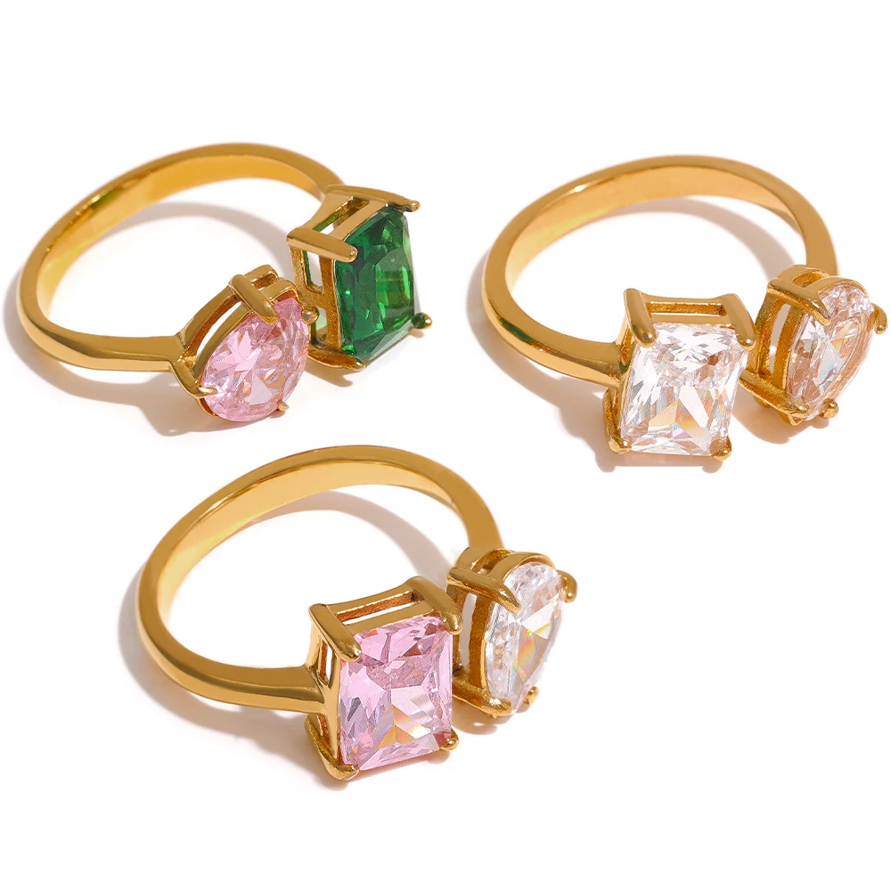 JINYOU 1774 Waterproof Fashion Stainless Steel Bling Moissanite Green Cubic Zirconia Open Ring 18k Gold Plated Charm Jewelry
JINYOU 1774 Waterproof Fashion Stainless Steel Bling Moissanite Green Cubic Zirconia Open Ring 18k Gold Plated Charm Jewelry