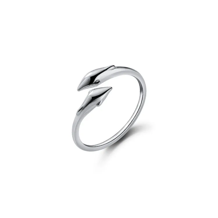 Cute 925 Sterling Silver Dolphin Adjustable Open Ring, White gold 
Cute 925 Sterling Silver Dolphin Adjustable Open Ring, White gold